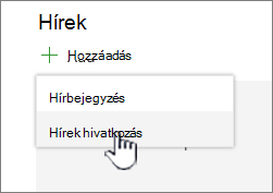 Hírekre mutató hivatkozás hozzáadása egy Hírek kijelzőből