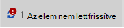 Az elem nincs frissítve üzenet és ikon