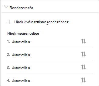 Hírek szakasz rendszerezése