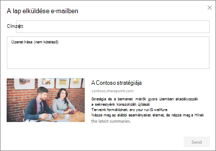 A Küldés e-mailben párbeszédpanel