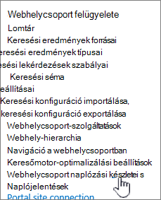 A Webhelycsoport naplózási beállításai bejelölve a Webhely beállításai párbeszédpanelen.