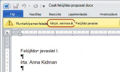 Véleményezze a következőt szöveg az elem üzenetsávján