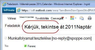 Véleményezze a következőt szöveg a feladatértesítő Tárgy sorában