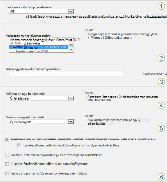 A társítási űrlap első lapja egyetlen lista vagy tár esetén