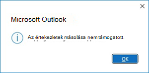 Értekezletek másolásával kapcsolatos hiba az Outlookban