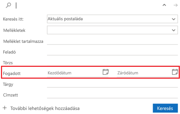 Keresési szűrő képernyőképe