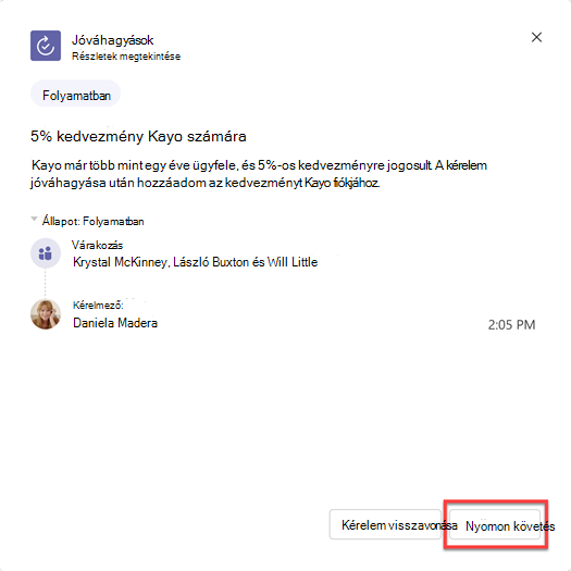 A Microsoft Teams jóváhagyási részletei