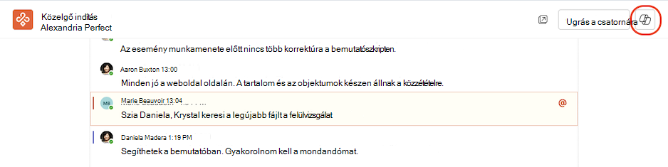 A Copilot elérése csatornák modern nézetéből