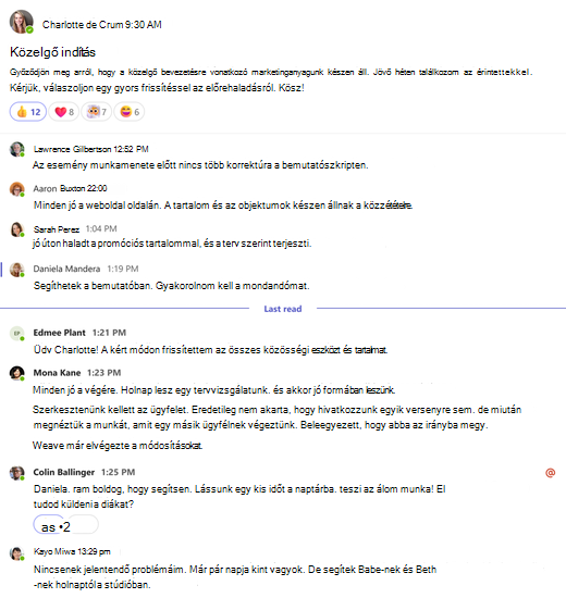 Egy csatornabeszélgetés teljes nézete