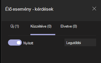 A váltógomb ekkor megjelenik Megnyitás
