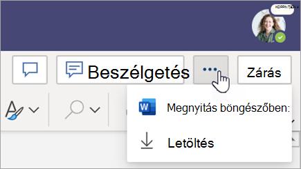 Válassza a Bezárás gomb melletti További beállítások menüt.
