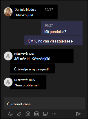 Képernyőkép a szervezői nézetről, amikor a nevek el vannak rejtve a Teams-értekezleten vagy webináriumon.