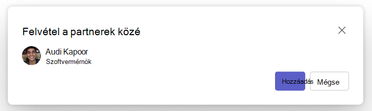 Képernyőkép a People app Hozzáadás a névjegyekhez gombjáról