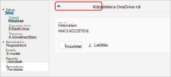 Képernyőkép: a felhasználók hogyan tehetnek közzé webinárium-felvételt a OneDrive-ról