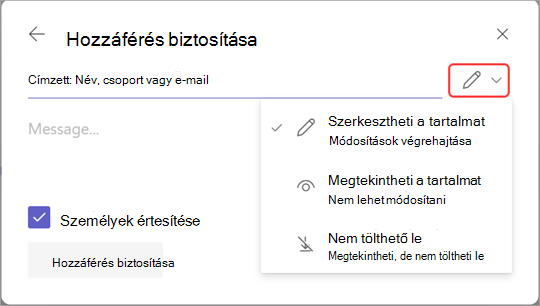 A felvételhez való hozzáférés kezeléséhez kiemelt szerkesztési ikon.