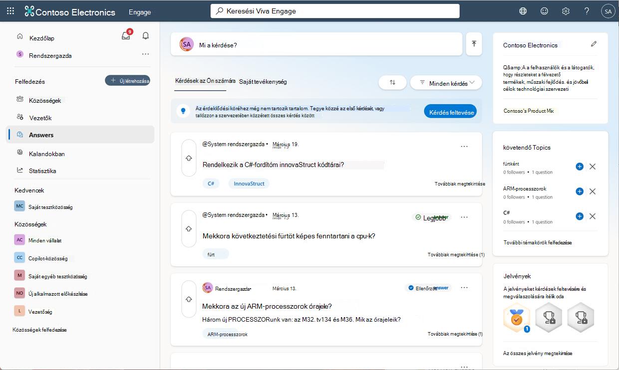 Válaszok a Viva főoldalán az összes fő elemmel