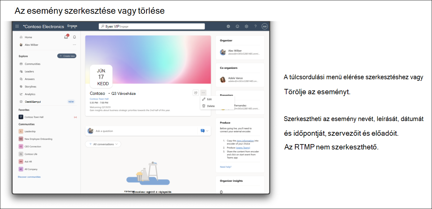Esemény szerkesztése vagy törlése
