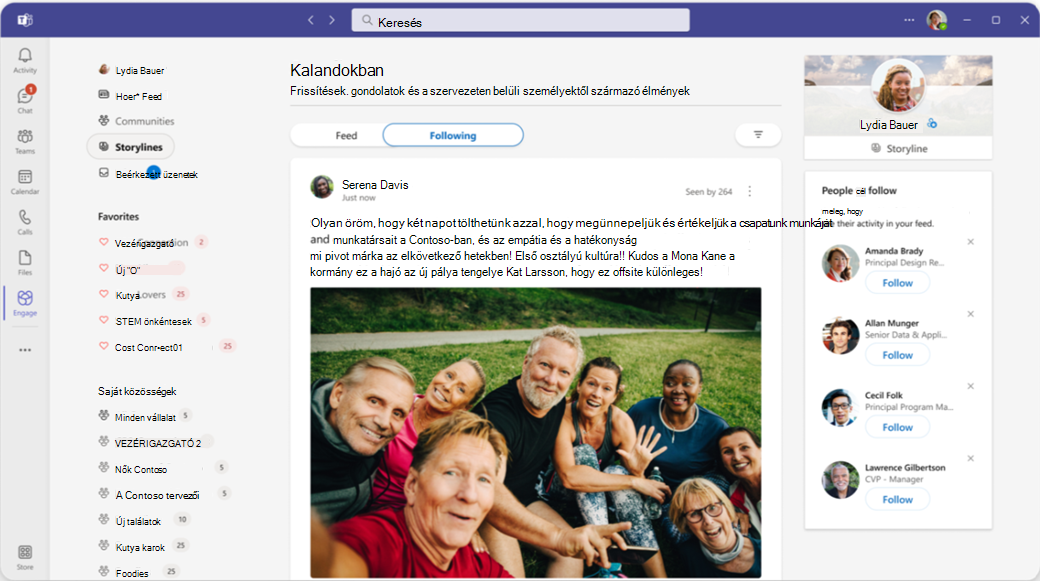 A történet megnyitása a Viva Engage-ben