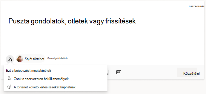 Felület személyek hozzáadásához az üzenőfal-bejegyzéshez a Viva Engage-ben