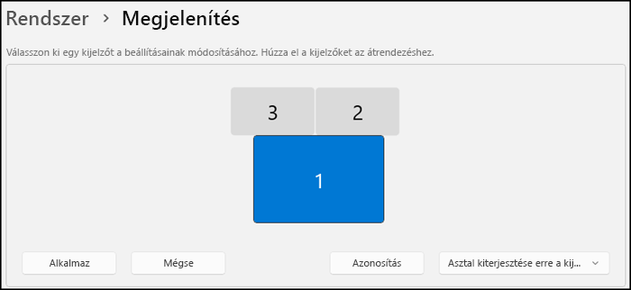 Shows the section of the Display screen that indicates how your monitors are arranged. Text says you can select a monitor to change its settings or drag displays to arrange them.