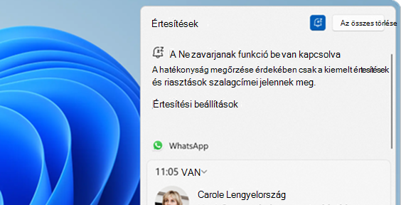 Screenshot of do not disturb in notification center.