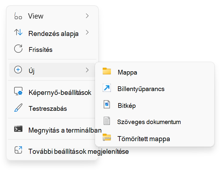 Screenshot of right-click > New.