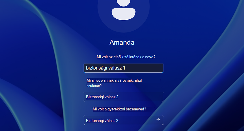 Screenshot showing the security question for signing in.