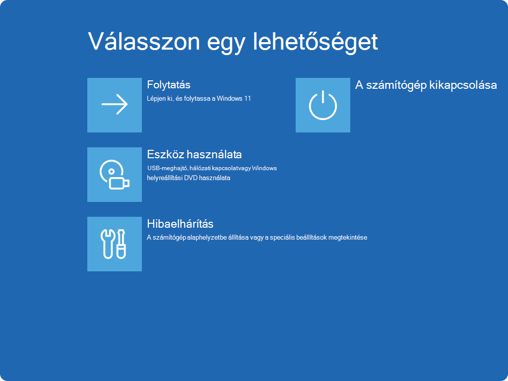 Screenshot of the Choose an option screen in Windows RE.