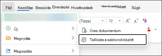 Sablonok tallózása a Webes Word-ben