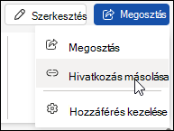 Dokumentumra mutató hivatkozás másolása a Webes Word-ben
