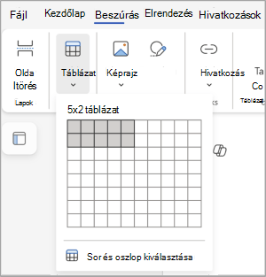 Táblázat beszúrása