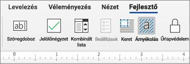 Fejlesztői lap tartalomvezérlőkkel