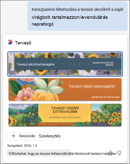 A Copilot által tervezett egyéni szalaghirdetés.