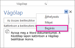 A Word vágólapjának bezárása