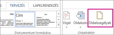 Az Oldalszegélyek gomb