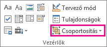 fejlesztői üzemmód csoport gombja
