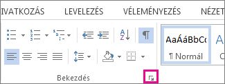 A Bekezdés párbeszédpanelt megnyitó ikon