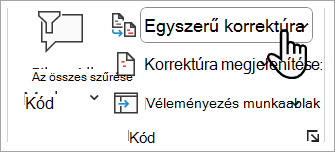 Képernyőkép, melyen beállíthatja a Word-dokumentumban megjeleníteni kívánt korrektúrajelek szintjét.
