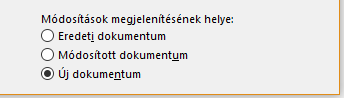 Módosítások megjelenítése az új dokumentumban