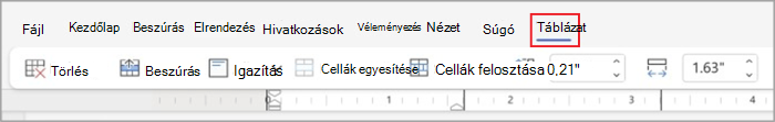 Table tabs in simplified ribbon