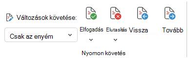 A változások követésére szolgáló menü a Word Web alkalmazásban