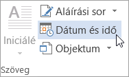 A Beszúrás lap Dátum & Idő gombjának kiválasztása