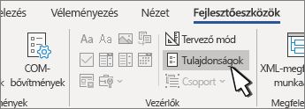 Vezérlők tulajdonságai gomb