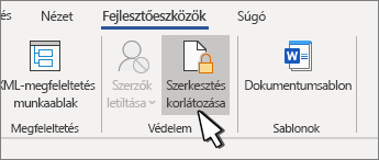 Szerkesztés korlátozása gomb