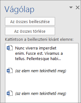 Jelölje ki a vágólapról beilleszteni kívánt elemeket