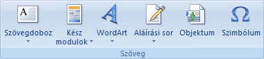 Az Excel menüszalagja