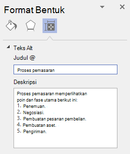 Kotak dialog Teks alt untuk visual di Visio untuk Windows.