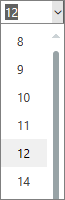 Menu ukuran font di Outlook di web.