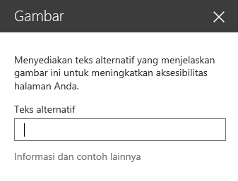 Cuplikan layar dialog Teks alt gambar di SharePoint.