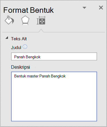Dialog teks alt untuk bentuk master di Visio.